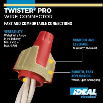 IDEAL Electrical 30-144 Twister Pro Wire Connector - 22-8 AWG Red/Tan Twister 344 (50 Box)