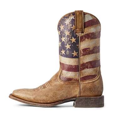 ARIAT BMVY9 Mens Western Boot - Distressed Brown Flag Design