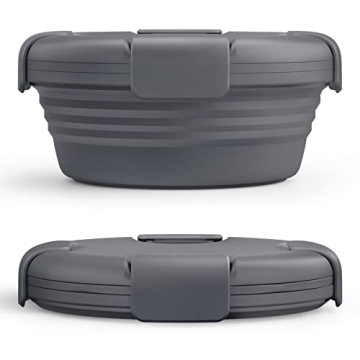STOJO Collapsible Bowl - Carbon, 36oz - Reusable Silicone Bowl for Hot and Cold Food - Perfect for T...