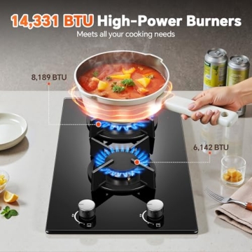 Elegant 12 Inch Gas Stove 2 Burner Cooktop for All Cooking Needs