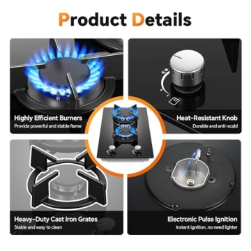 Elegant 12 Inch Gas Stove 2 Burner Cooktop for All Cooking Needs