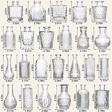 Arme Glass Bud Vase Set of 60 Pcs, Small Clear Glass Bud Vases in Bulk for Flowers, Rustic Wedding Centerpieces and Vintage Decorations, Perfect for Home, Table and Events with Elegant Design