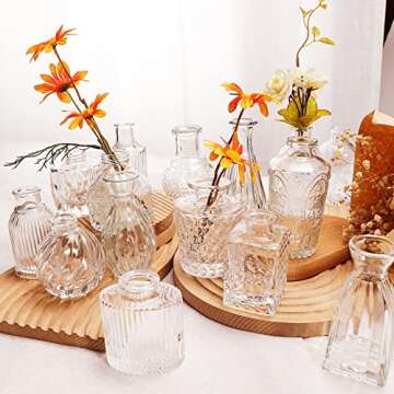 Arme Glass Bud Vase Set of 60 Pcs, Small Clear Glass Bud Vases in Bulk for Flowers, Rustic Wedding Centerpieces and Vintage Decorations, Perfect for Home, Table and Events with Elegant Design