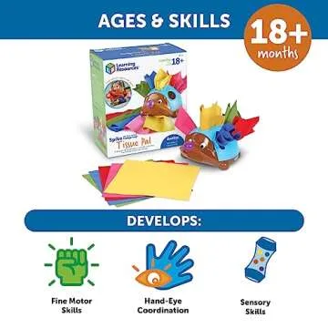 Learning Resources Spike The Fine Motor Hedgehog Tissue Pal, 11 Pieces, Ages 18 Months+, Learning Toys, Baby Toys, Educational Toys, fine Motor Skills,Montessori Toys