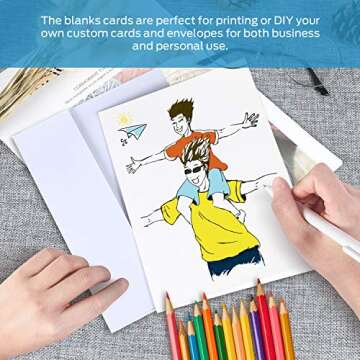 Blank White Cards and Envelopes 100 Pack, Ohuhu 5 x 7 Heavyweight Folded Cards and A7 Envelopes for DIY Christmas Greeting Cards, Wedding, Birthday, Invitations, Thank You Cards & All Occasion