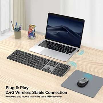 AUSDOM Wireless Keyboard and Mouse Combo: Rechargeable, Quiet, Ultra-Thin Set