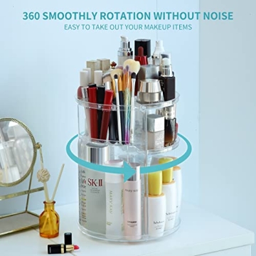COOLBEAR 360 Rotating Adjustable Acrylic Makeup Organizer
