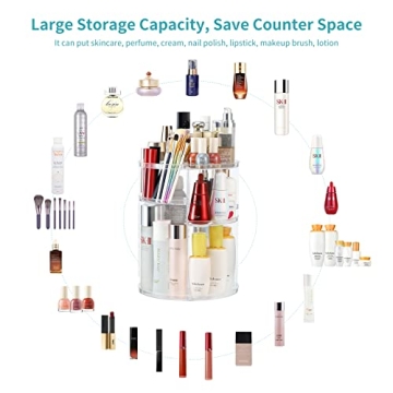 COOLBEAR 360 Rotating Adjustable Acrylic Makeup Organizer