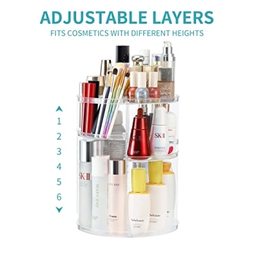 COOLBEAR 360 Rotating Adjustable Acrylic Makeup Organizer
