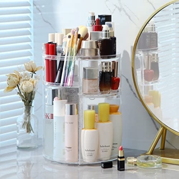 COOLBEAR 360 Rotating Adjustable Acrylic Makeup Organizer