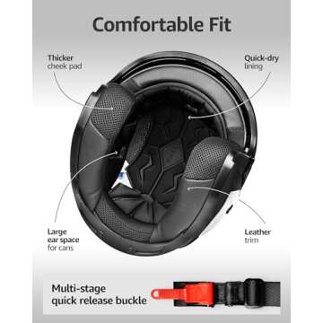 Motorcycle Open Face Helmet DOT Approved - YEMA Helmet YM-627 Motorbike Moped Jet Bobber Pilot Crash Chopper 3/4 Half Helmet with Sun Visor for Adult Men Women - White,XL