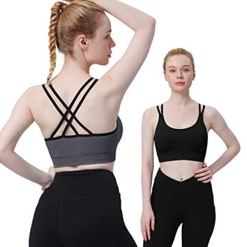 Cross Back Sports Bras for Women,Strappy Sports Bra Tank Top Sexy Crisscross Back Padded Medium Low ...
