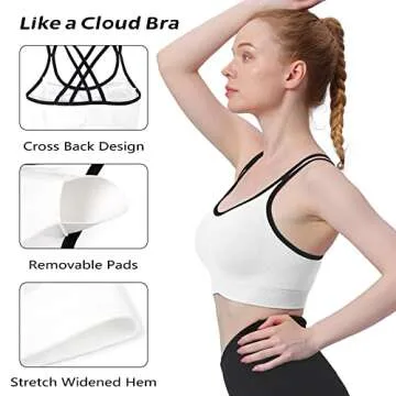 Cross Back Sports Bras for Women,Strappy Sports Bra Tank Top Sexy Crisscross Back Padded Medium Low Impact Workout Yoga Bra 3 Pack