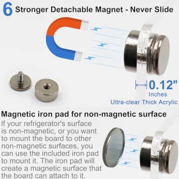 Acrylic Magnetic Dry Erase Fridge Board 17x13 with Markers