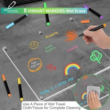 Acrylic Magnetic Dry Erase Fridge Board 17x13 with Markers