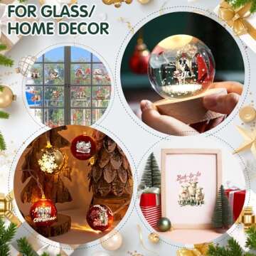 ZMRU 24 Sheets Vintage Christmas Rub On Transfers for Crafts, Rub On Transfers Christmas for Wood，Furniture Decals, Glass, Porcelain, Leather, Canvas, Fabric Projects,3 * 3inch(Farm Christmas)