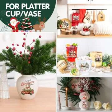 ZMRU 24 Sheets Vintage Christmas Rub On Transfers for Crafts, Rub On Transfers Christmas for Wood，Furniture Decals, Glass, Porcelain, Leather, Canvas, Fabric Projects,3 * 3inch(Farm Christmas)