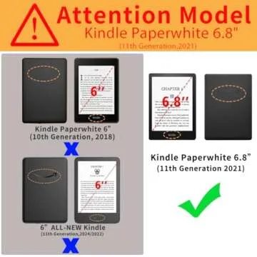 for Kindle Paperwhite Case 6.8" (11th Gen 2021/Signature Edition), Lightweight Shockproof Kindle Cov...