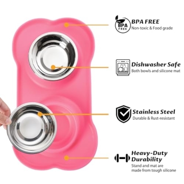 Hubulk Stainless Steel Dog Bowls Set with No Spill Mat