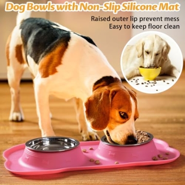 Hubulk Stainless Steel Dog Bowls Set with No Spill Mat
