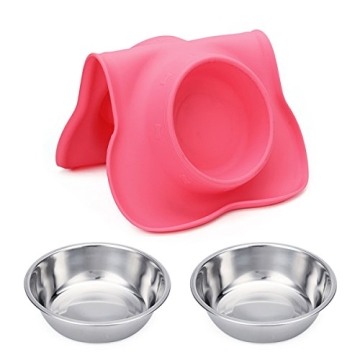 Hubulk Stainless Steel Dog Bowls Set with No Spill Mat