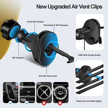 Phone Mount for Car, Wireless Car Charger Cute Car Phone Holder Mount with 10W Charging Smart Sensor Auto-Clamping Phone Holder for Car Air Vent for iPhone Samsung etc Most Mobile Phone,Yellow