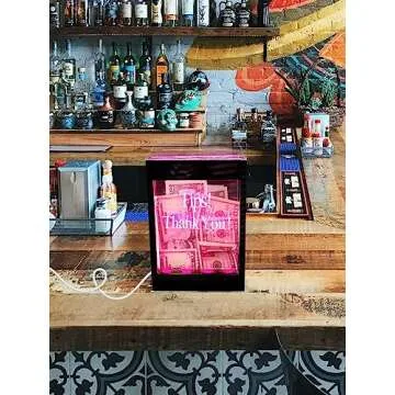 Light Up Acrylic Donation Ballot Box - 20 Colors Changing Tip Jar for Money with Re-mote, Lock, Key and Sign Holder- Raffle Suggestion Comment Vote Ticket Tip Box for Bartender Restaurant Band (USB)