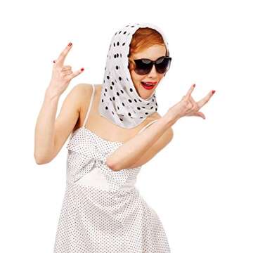 SATINIOR 1950s Chiffon Scarf Chiffon Scarf Square Handkerchief Neck Scarf Satin Ribbon Scarf Hair Tie for Women