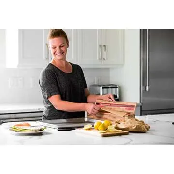 ChicWrap Butcher Black Parchment Paper Dispenser - Includes 15"x 164' (205 Sq.Ft) Roll Unbleached Baking, Cooking & Culinary Paper - Reusable Dispenser w/Slide Cutter - Kosher Certified