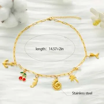 Stunning 14K Gold Plated Charm Necklace for Women