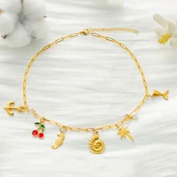 Stunning 14K Gold Plated Charm Necklace for Women