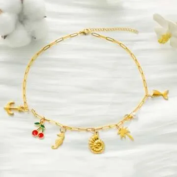 Stunning 14K Gold Plated Charm Necklace for Women
