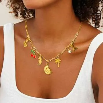 Stunning 14K Gold Plated Charm Necklace for Women