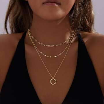 Gold Layered Necklaces for Women,14k Gold Plated Dainty Stackable Choker Necklaces for Women,Trendy ...