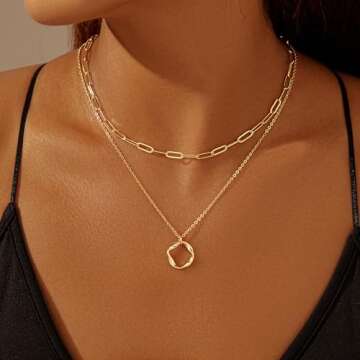 Trendy 14k Gold Layered Necklaces Set for Women