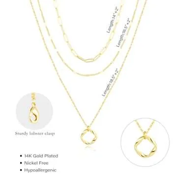 Trendy 14k Gold Layered Necklaces Set for Women