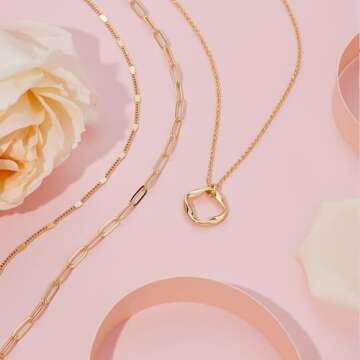 Trendy 14k Gold Layered Necklaces Set for Women