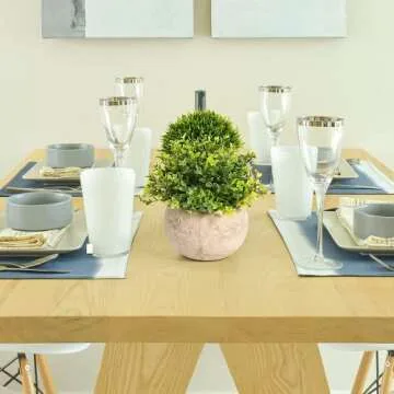 Velener 2Pcs Mini Artificial Boxwood Topiary Faux Plants Indoor- Small Fake Plants Decor Magnolia Home Office Desk Cubicle Farmhouse Kitchen Bookshelf Bedroom Bathroom Decor, Aloe Vera Zen Garden