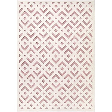 Simply Southern Cottage Covington Area Rug - Soft & Durable, 5' x 7' in Pink