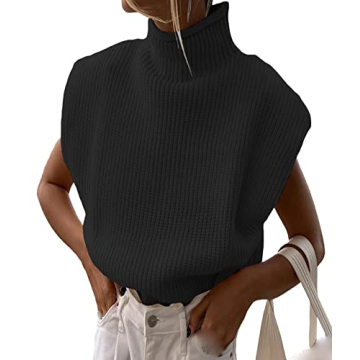 Trendy Shoulder Pad Knitted Sweater Vest for Women
