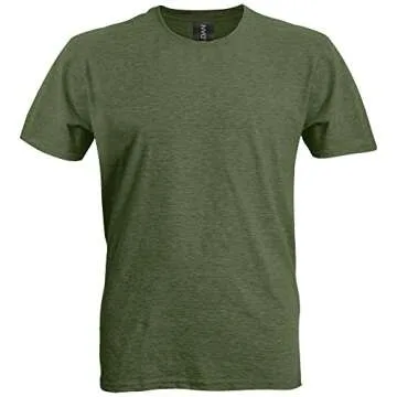 Gildan Adult Softstyle Cotton T-Shirt, Style G64000, Multipack, Heather Military (2-Pack), Large