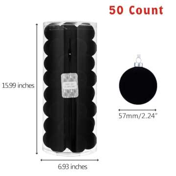 Every Day is Christmas Velvet 50ct 57cm/2.24" Christmas Ornaments, Shatterproof Christmas Tree Ornam...