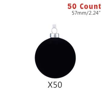 Every Day is Christmas Velvet 50ct 57cm/2.24" Christmas Ornaments, Shatterproof Christmas Tree Ornament Set, Flocking Ball Decorations (Velvet Black)