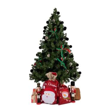 Every Day is Christmas Velvet 50ct 57cm/2.24" Christmas Ornaments, Shatterproof Christmas Tree Ornament Set, Flocking Ball Decorations (Velvet Black)