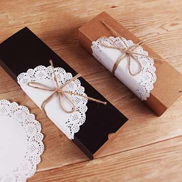 HAKSEN 108 PCS Paper Lace Doilies Combo, Pack 36 Each 6.5", 8.5", 10.5",Baked, Grilled, Fried Food,Tableware Decoration