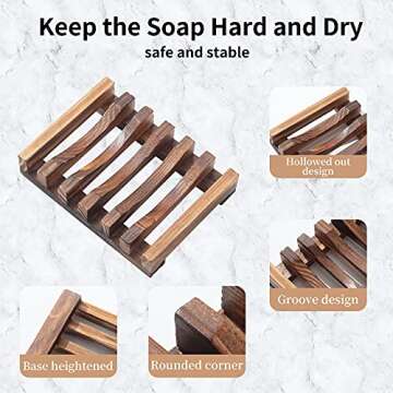 Wooden Soap Dish for Shower,Set of 3,Self Draining Bar Holder for Bathroom, Soap Saver Tray Soap Stand for Homemade Soap, Vowupt