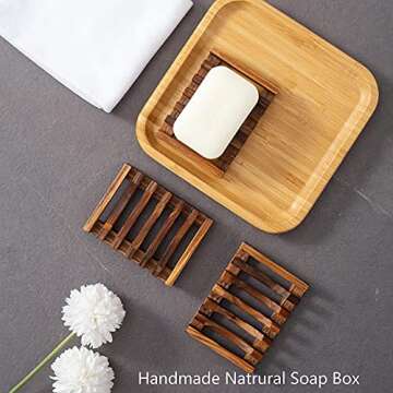 Wooden Soap Dish for Shower,Set of 3,Self Draining Bar Holder for Bathroom, Soap Saver Tray Soap Stand for Homemade Soap, Vowupt