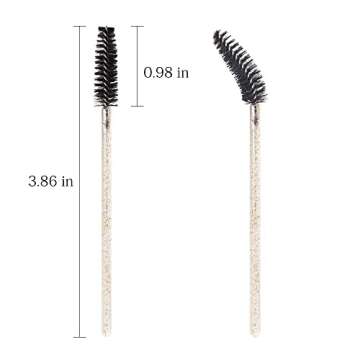 MyAoKuE-UP 300 Pack Disposable Mascara Wands Crystal Gold Handle Brush Eye Lash Wand Eyelash Extensi...