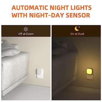N&B NICE&BRAVO Plug in Night Lights Kids Nightlight Plug Into Wall Dusk to Dawn Sensor LED Night Light for Bedroom, Nursery, Hallway, Kitchen, Bathroom Three-Level Brightness Adjustment – 1 Pack