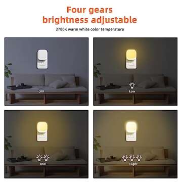 N&B NICE&BRAVO Plug in Night Lights Kids Nightlight Plug Into Wall Dusk to Dawn Sensor LED Night Light for Bedroom, Nursery, Hallway, Kitchen, Bathroom Three-Level Brightness Adjustment – 1 Pack